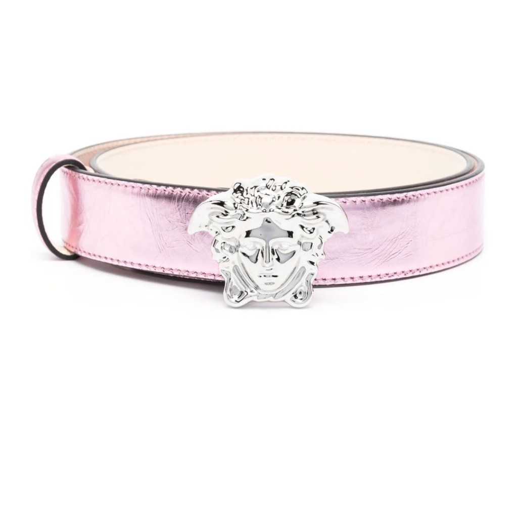 Nwt Pink Metallic Silver Medusa 20mm Belt Sz38/95